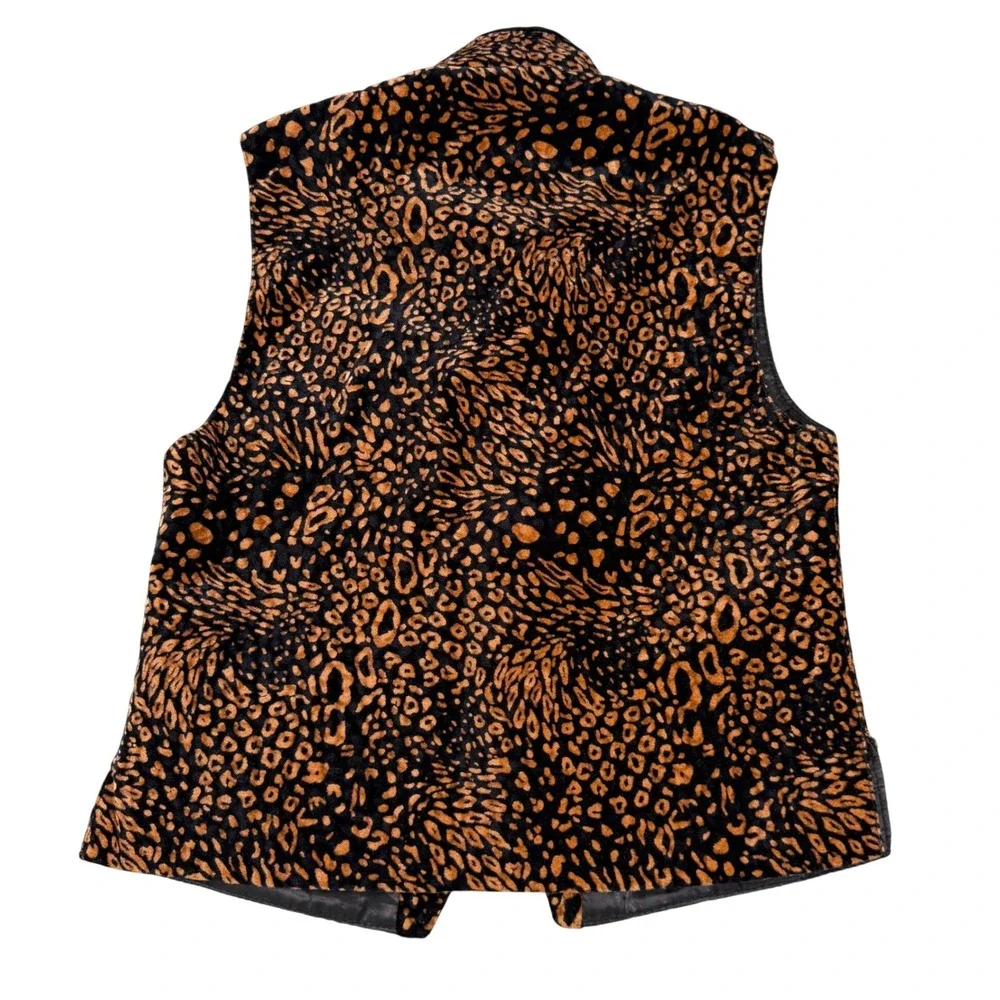 Kids Velour Leopard Print Vest‎ Knot Button Mandarin Collar Statement Vest YS